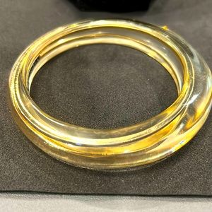 Yellow clear lucite bracelet.